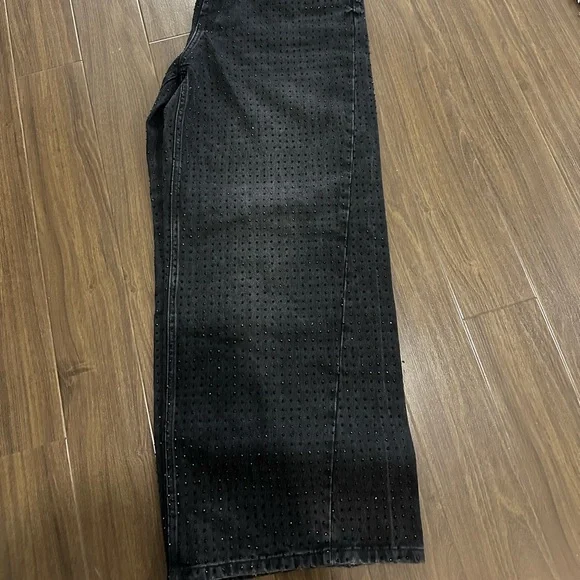 Zara studded wide leg jeans